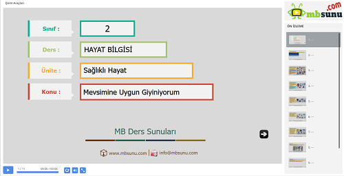 2.Sınıf Hayat Bilgisi Mevsimine Uygun Giyiniyorum Sunusu