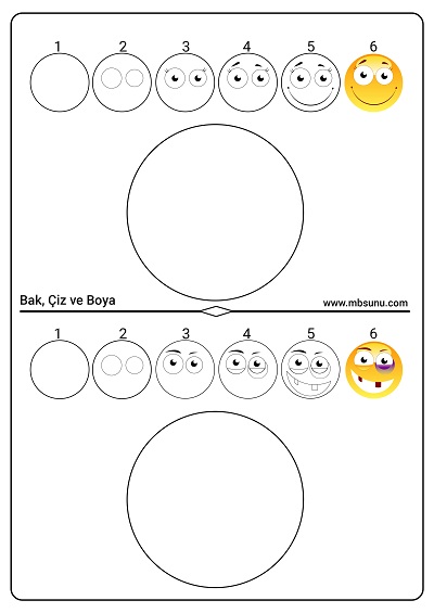 Bak, Çiz ve Boya Etkinliği - Gülümseme Çiziyorum