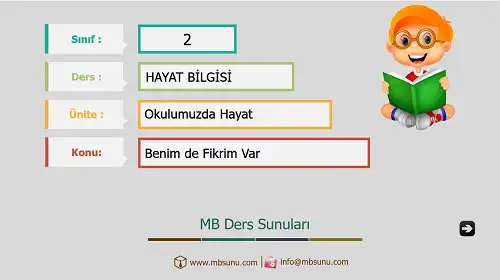 2. Sınıf Hayat Bilgisi - Etkinlik ve Cevaplarıyla Benim de Fikrim Var Ders Sunusu