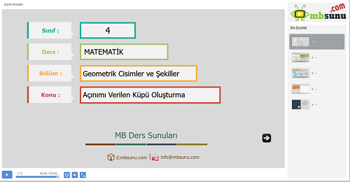 4.Sınıf Matematik Açınımı Verilen Küpü Oluşturma Sunusu