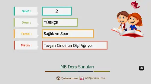 2. Sınıf Türkçe - Etkinlik ve Cevaplarıyla Tavşan Cino’nun Dişi Ağrıyor Ders Sunusu