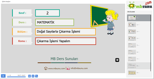 2.Sınıf Matematik Çıkarma İşlemi Yapalım Sunusu