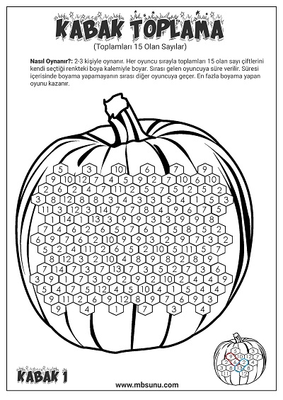 Toplamları 15 Olan Sayılarla Kabak Toplama Oyunu