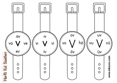 1. Sınıf İlk Okuma V Sesi - Harfli Kol Saati Etkinliği