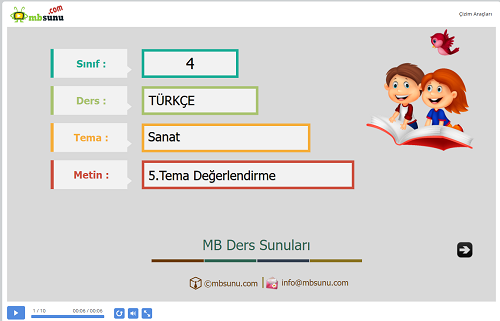 4.Sınıf Türkçe 5. Tema Değerlendirme Sunusu