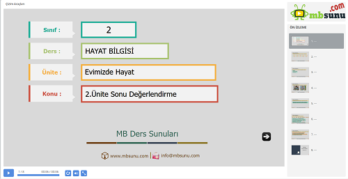 2.Sınıf Hayat Bilgisi 2. Ünite Sonu Değerlendirme Sunusu