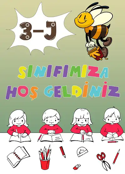 Model 4, 3-J Sınıfı İçin Arılı Sınıfımıza Hoş Geldiniz Posteri - 50x70