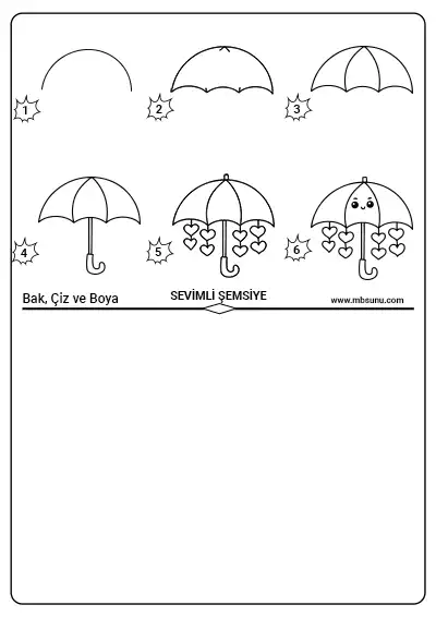 Bak, Çiz ve Boya Etkinliği - Sevimli Şemsiye