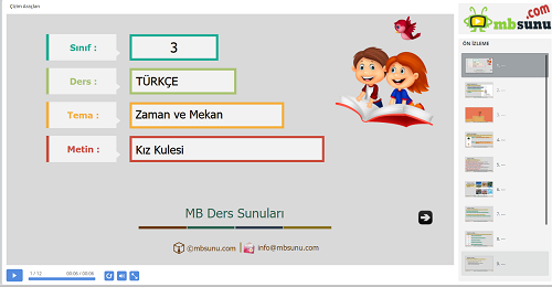 3.Sınıf Türkçe Kız Kulesi Metni Sunusu