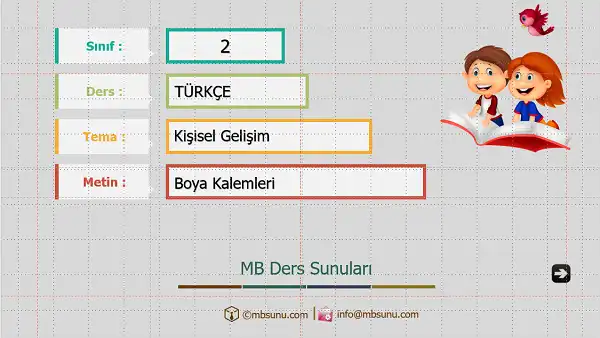 2. Sınıf Türkçe - Boya Kalemleri Metni Sunusu