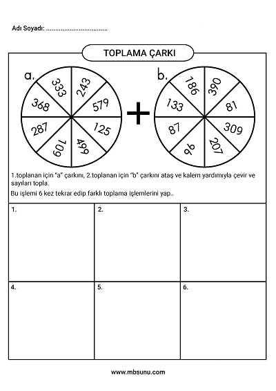 3. Sınıf Matematik - Toplama Çarkı