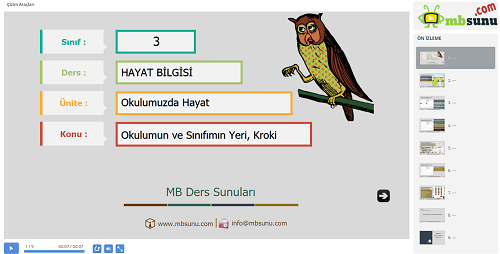 3.Sınıf Hayat Bilgisi Okulumun ve Sınıfımın Yeri, Kroki Sunusu