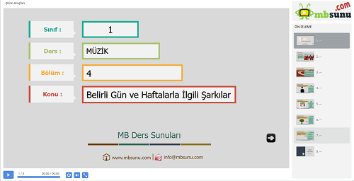 1.Sınıf Müzik Belirli Gün ve Haftalarla İlgili Şarkılar Sunusu