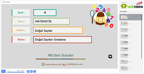 4.Sınıf Matematik Doğal Sayıları Sıralama Sunusu