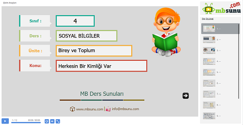 4.Sınıf Sosyal Bilgiler Herkesin Bir Kimliği Var Sunusu