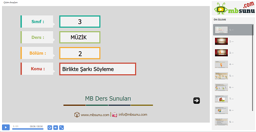 3.Sınıf Müzik Birlikte Şarkı Söyleme Sunusu