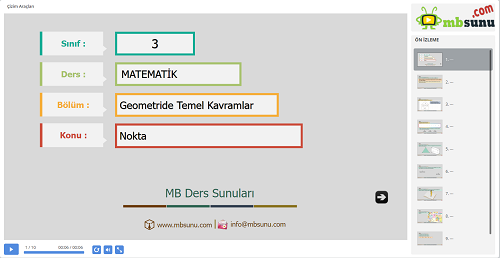 3.Sınıf Matematik - Geometride Temel Kavramlar - Nokta Sunusu