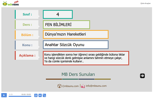 4.Sınıf Fen Bilimleri Anahtar Sözcük Oyunu 2