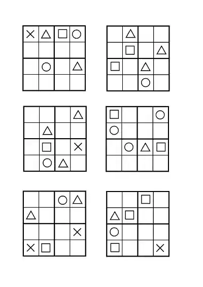 Şekilli Sudoku Etkinlikleri (4x4) - Seviye 3