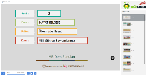 2.Sınıf Hayat Bilgisi Milli Gün ve Bayramlarımız Sunusu