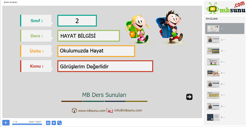 2.Sınıf Hayat Bilgisi Görüşlerim Değerlidir Sunusu