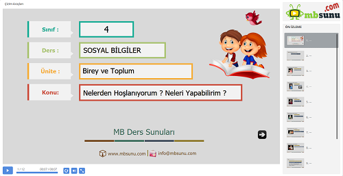 4.Sınıf Sosyal Bilgiler Nelerden Hoşlanıyorum Sunusu