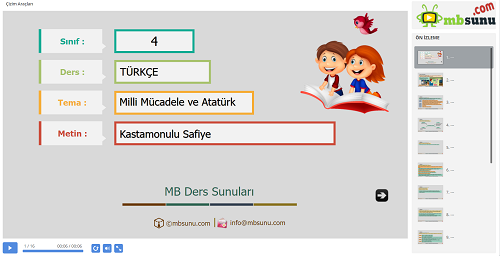 4.Sınıf Türkçe Kastamonulu Safiye Metni Sunusu