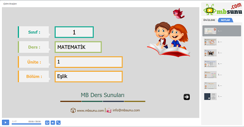 1.Sınıf Matematik Eşlik Sunusu