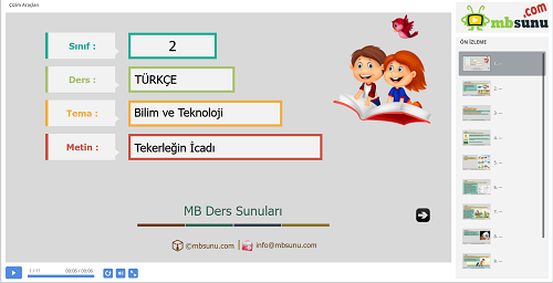 2.Sınıf Türkçe Tekerleğin İcadı Metni Sunusu