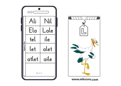 1. Sınıf Telefon Şablonu İle L Sesi Hece, Sözcük Okuma