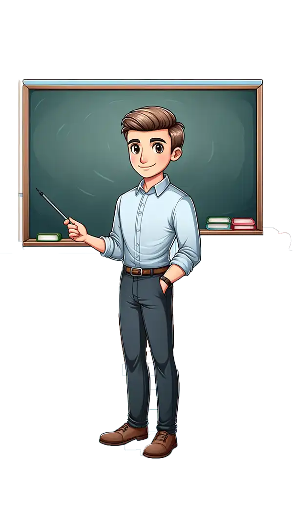 Tahta Önünde Ders Anlatan Erkek Öğretmen Clipart - PNG İndir