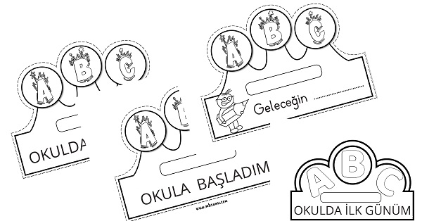 1.Sınıflar için İlk Gün Okula Başladım Başlık Şablonları