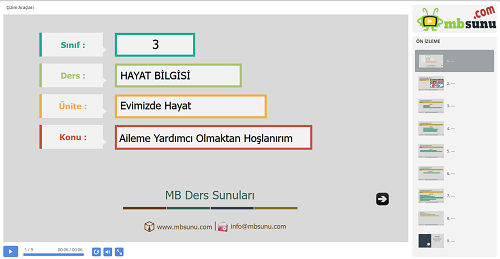 3.Sınıf Hayat Bilgisi Aileme Yardımcı Olmaktan Hoşlanırım Sunusu