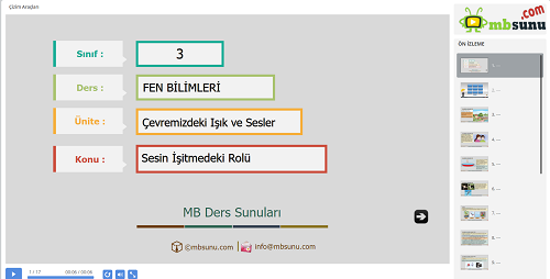 3.Sınıf Fen Bilimleri Sesin İşitmedeki Rolü Sunusu