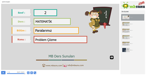 2.Sınıf Matematik - Paralarımız Problem Çözme Sunusu