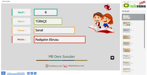 4.Sınıf Türkçe Padişahın Ebrusu Metni Sunusu