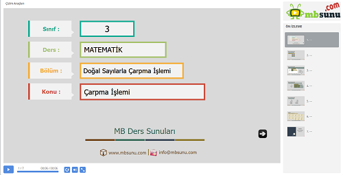 3.Sınıf Matematik Çarpma İşlemi Sunusu