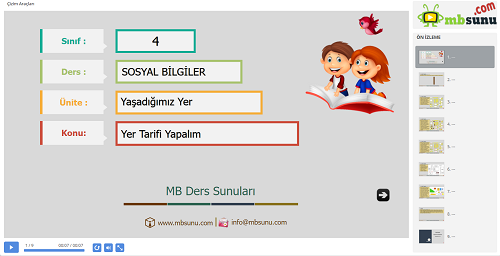 4.Sınıf Sosyal Bilgiler Yer Tarifi Yapalım Sunusu