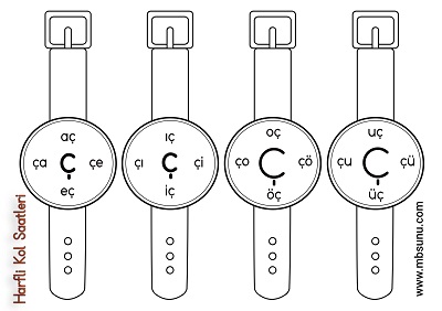 1. Sınıf İlk Okuma Ç Sesi - Harfli Kol Saati Etkinliği