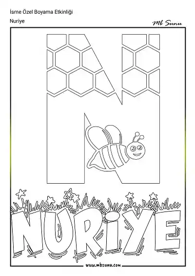İsme Özel Boyama Etkinliği - Nuriye