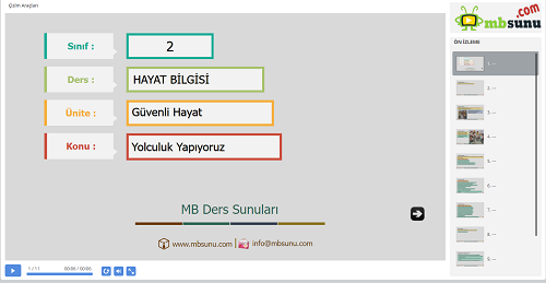 2.Sınıf Hayat Bilgisi Yolculuk Yapıyoruz Sunusu