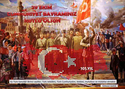 Cumhuriyet Bayramı Panosu Posteri - 70x50 (101. Yıl)