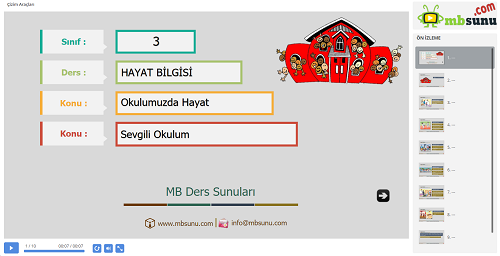 3.Sınıf Hayat Bilgisi Sevgili Okulum Sunusu