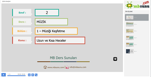 2.Sınıf Müzik Uzun ve Kısa Heceler Sunusu