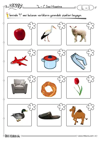 1. Sınıf L Sesi Hissettirme Etkinliği