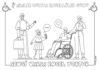 3 Aralık Dünya Engelliler Günü Boyama Sayfası