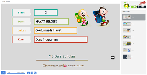 2.Sınıf Hayat Bilgisi Ders Programım Sunusu