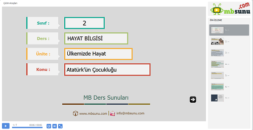 2.Sınıf Hayat Bilgisi Atatürk'ün Çocukluğu Sunusu