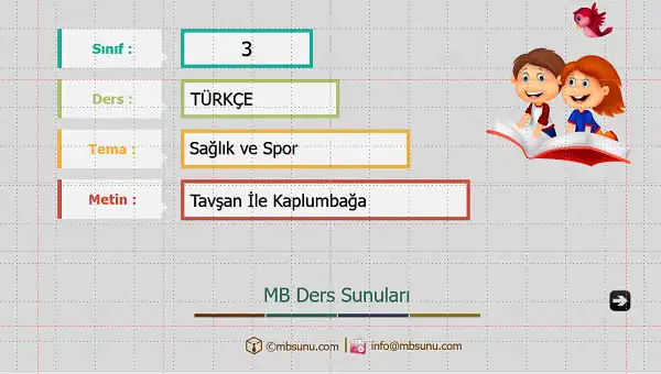 3. Sınıf Türkçe - Tavşan İle Kaplumbağa Metni Sunusu