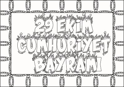 29 Ekim Cumhuriyet Bayramı Çerçeveli Boyama